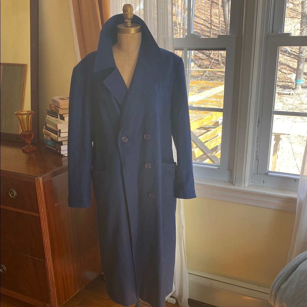 Pendleton Blue Trench Coat with Shawl Collar